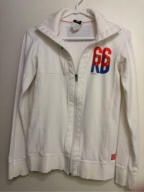 GStar White Zip-Up Jacket with Red & Blue Logo size Medium